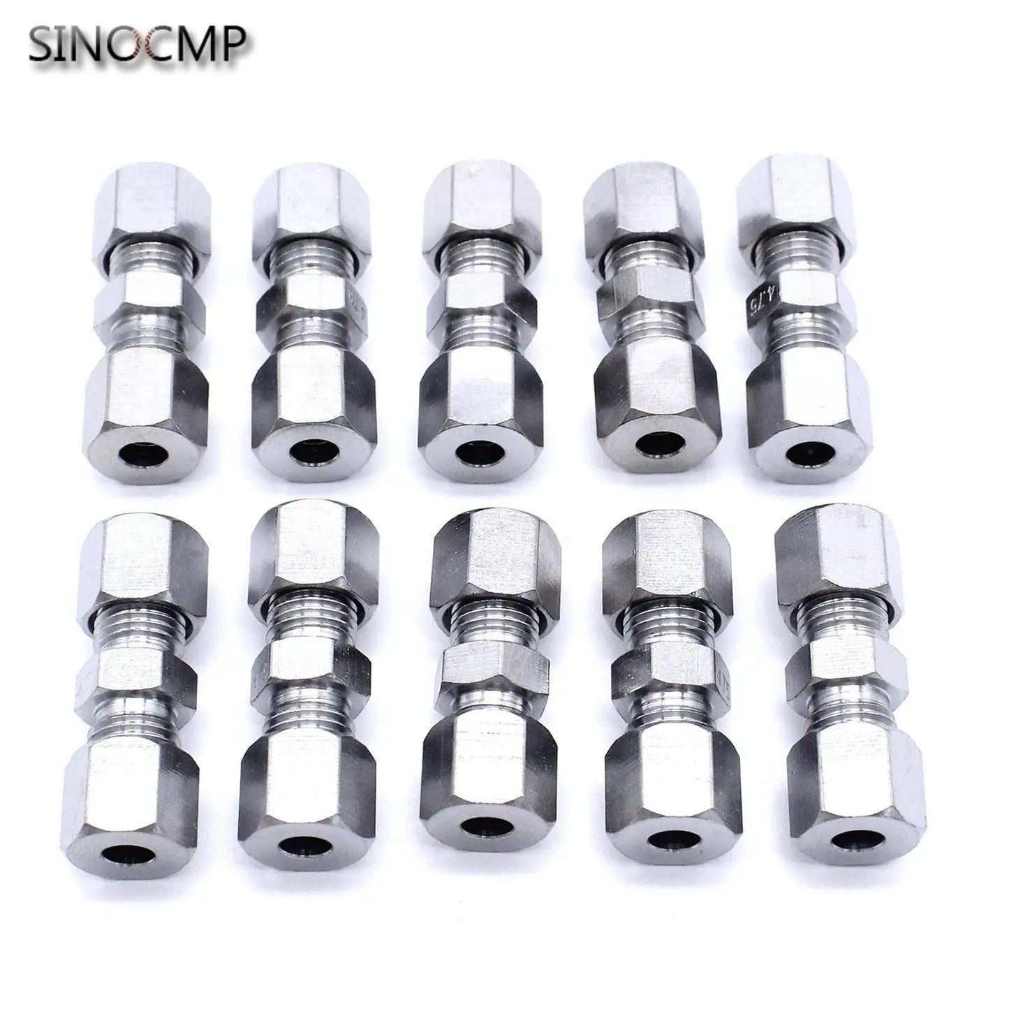 10pcs Brake Line Union Fittings Straight Reducer Compression Kits Connector 3/16" OD Hydraulic Brake Lines Pipe Car Parts