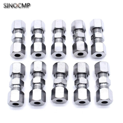10pcs Brake Line Union Fittings Straight Reducer Compression Kits Connector 3/16" OD Hydraulic Brake Lines Pipe Car Parts
