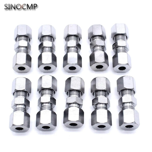 10pcs Brake Line Union Fittings Straight Reducer Compression Kits Connector 3/16" OD Hydraulic Brake Lines Pipe Car Parts
