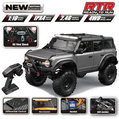 1/10 RC Car 4WD RTR HB R1001 Horse Full Scale with LED 2.4G Electric Remote Control Rock Buggy Off-road Vehicle Toys Boys Gifts