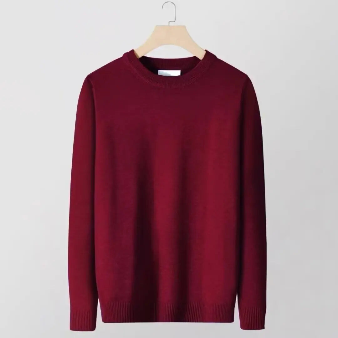 Sweater men's round neck solid color inner layer base sweater new 2025 autumn warm top sweater knitwear multi color selection