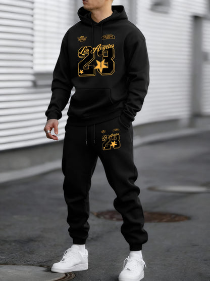 California Los Angeles Number 23 Print Autumn Winter Man Hoody Long Pants Set Fleece Jogging Sweatpant Basic Casual Sweatshirts