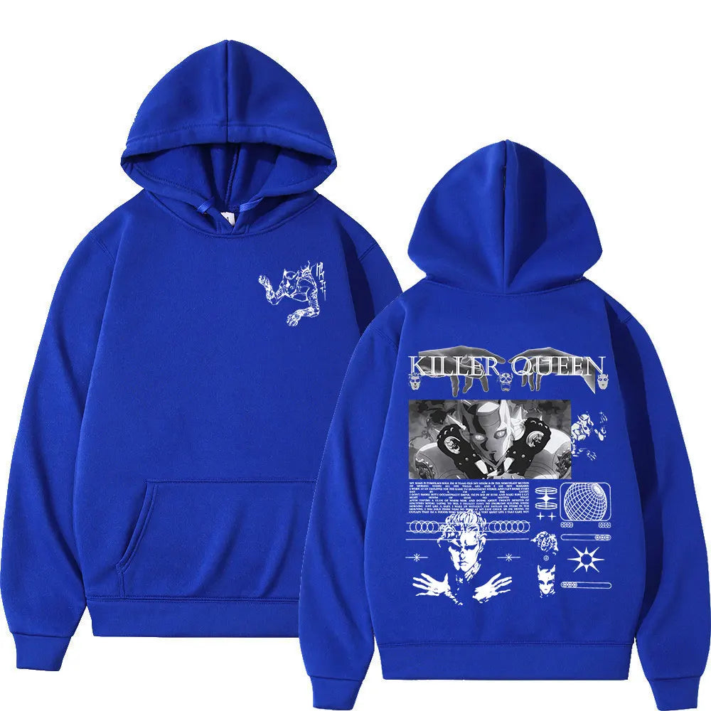 Anime Jojo Bizarre Adventure Hoodies Killer Queen Graphic Men Women Casual Sweatshirts Oversized Long Sleeves Fleece Pullovers