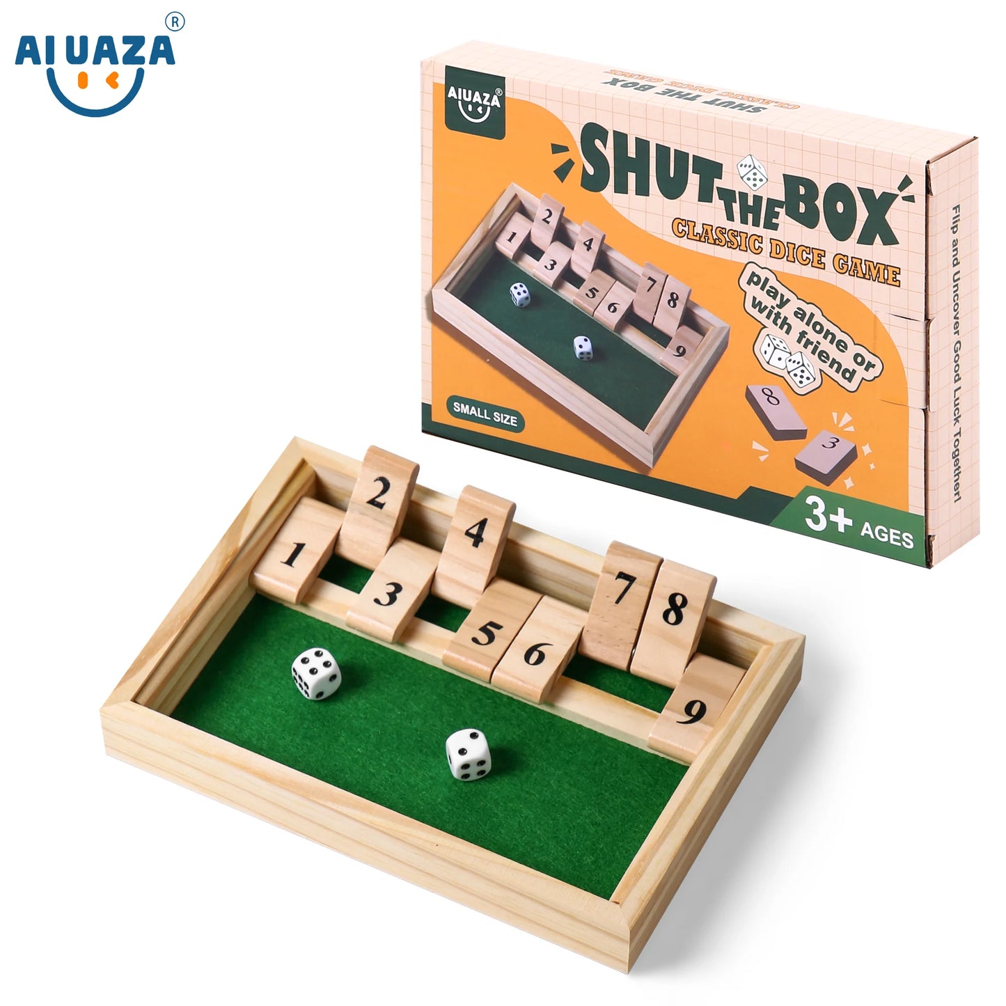 AIUAZA Shut The Box dice Game,Wooden Board Games 2-Person Competitive, Traditional bar, Travel, Family, Fun Math