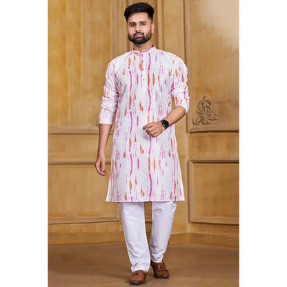 Men's Islamic Arabic Abaya Robe Ethnic Print Stand Collar Youth Mid-length Shirt Luxury Coat Casual Fashion Muslim Men Clothing