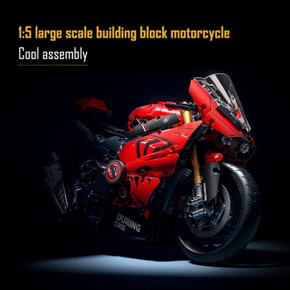 ToylinX 1:5 Motorcycle Building Blocks Set 2024pcs Technical Racing Super Motorbike Model Kids DIY Assembled Toys Gifts For Boys