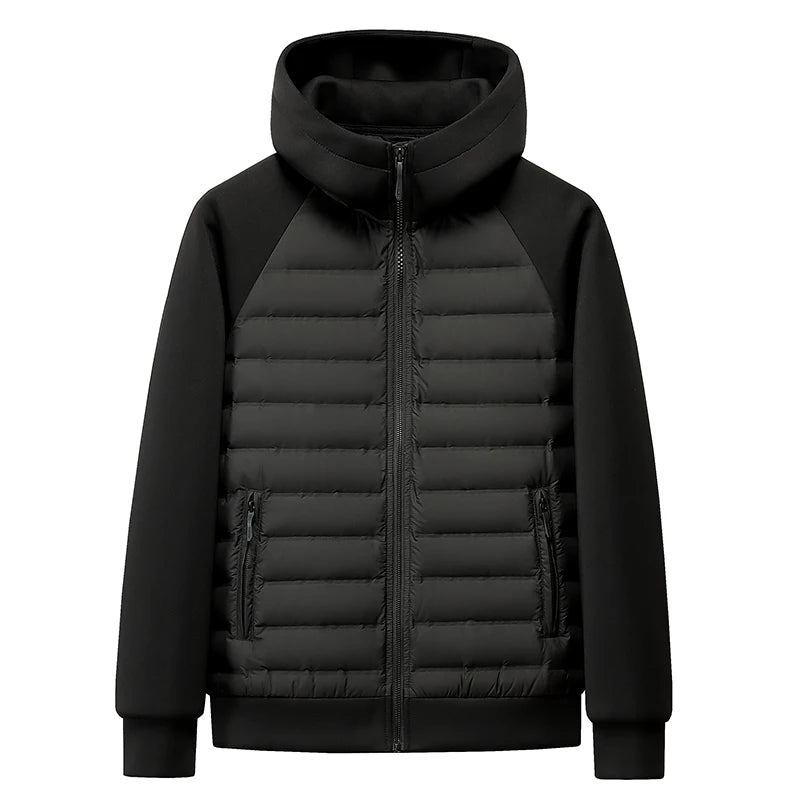 High-quality, Fashionable and Stylish Winter New 90 White Duck Down Hooded Light and Thin Spliced Down Jacket for Both Men and W