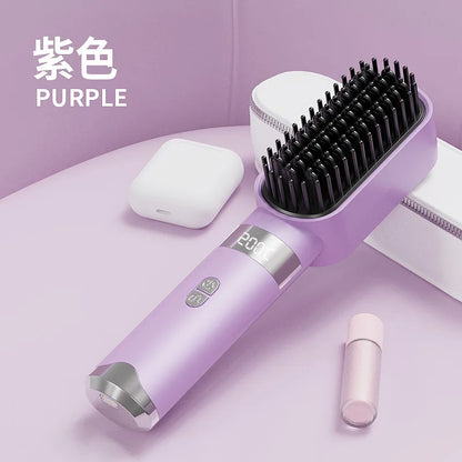 Wireless hair straightening comb for home use, negative ion hair straightener that doesn't damage hair, rechargeable portable tr