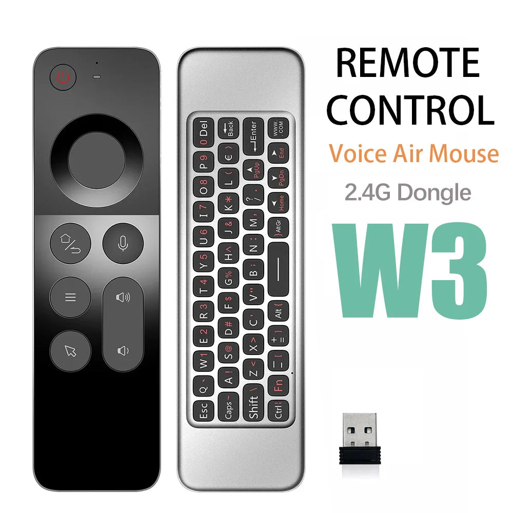 MRSVI Replacement Voice Air Mouse Remote Control W3 2.4G Dongle Handheld Portable Mini Wireless Keyboard for Android TV BOX,PC