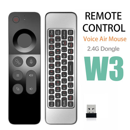 MRSVI Replacement Voice Air Mouse Remote Control W3 2.4G Dongle Handheld Portable Mini Wireless Keyboard for Android TV BOX,PC