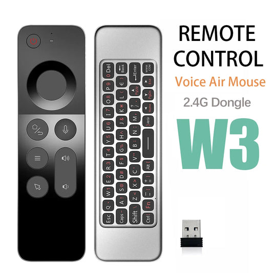 MRSVI Replacement Voice Air Mouse Remote Control W3 2.4G Dongle Handheld Portable Mini Wireless Keyboard for Android TV BOX,PC