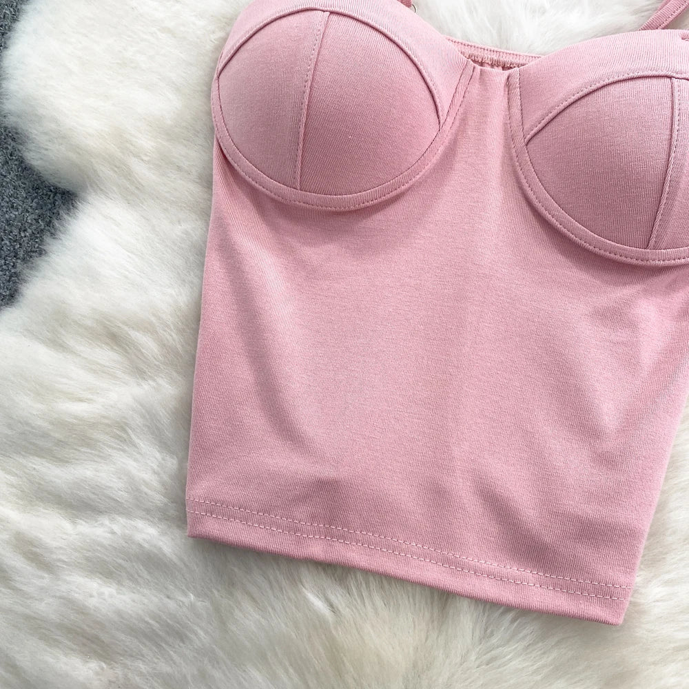 Sexy Fashion Design Camisole Tank Top Women Slim Fit Outerwear Spicy Base Shirt Sexy Backless Vest Short Straight Cut Bodycon