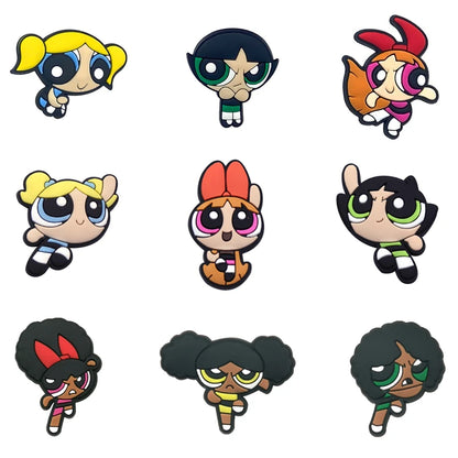 9-100Pcs Hot Toys Cartoon Series Shoe Charms For Clog Sandals,Shoe Decoration Accessories Buckle For Girl Kids Gifts