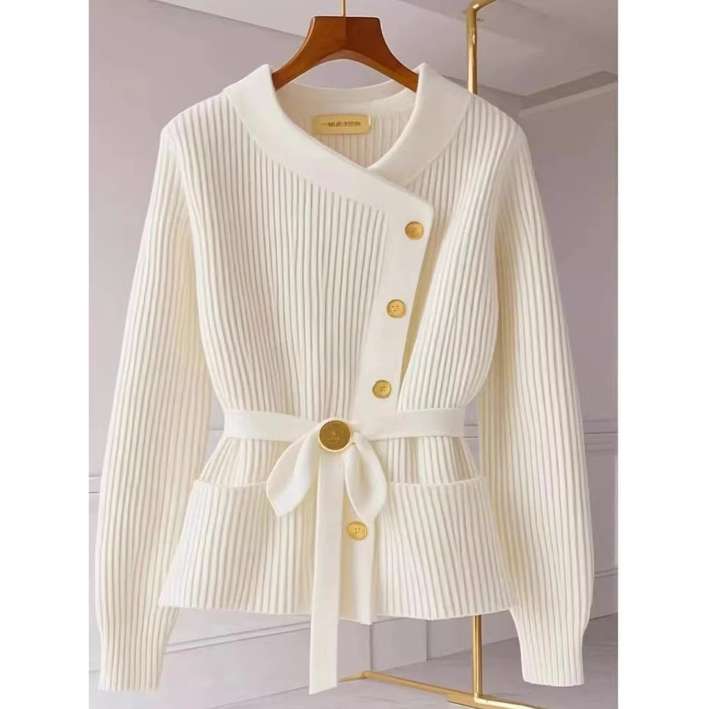 Elegant Autumn Winter Knitted Sweater Long Sleeve Women's Skirt Set High Waist Loose Fit Fashionable Two-Piece Ensemble