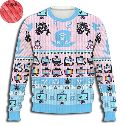 2026 Hot Hazbin Hotel Vox Print Ugly Sweater Y2K Winter Streetwear Pullover Men's and Women's Harajuku Style Fun Casual Top Gift