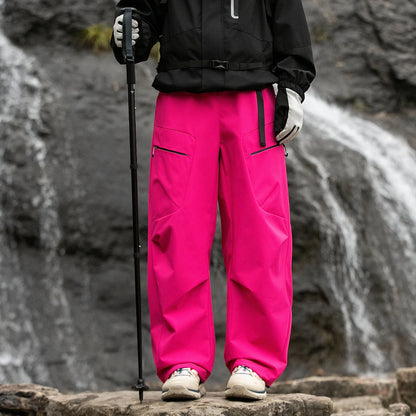 Detachable Inner  Three-in-One down Snow Pants Thick Warm Youth Casual Straight Leg Trousers Unisex Lunar New Year Red
