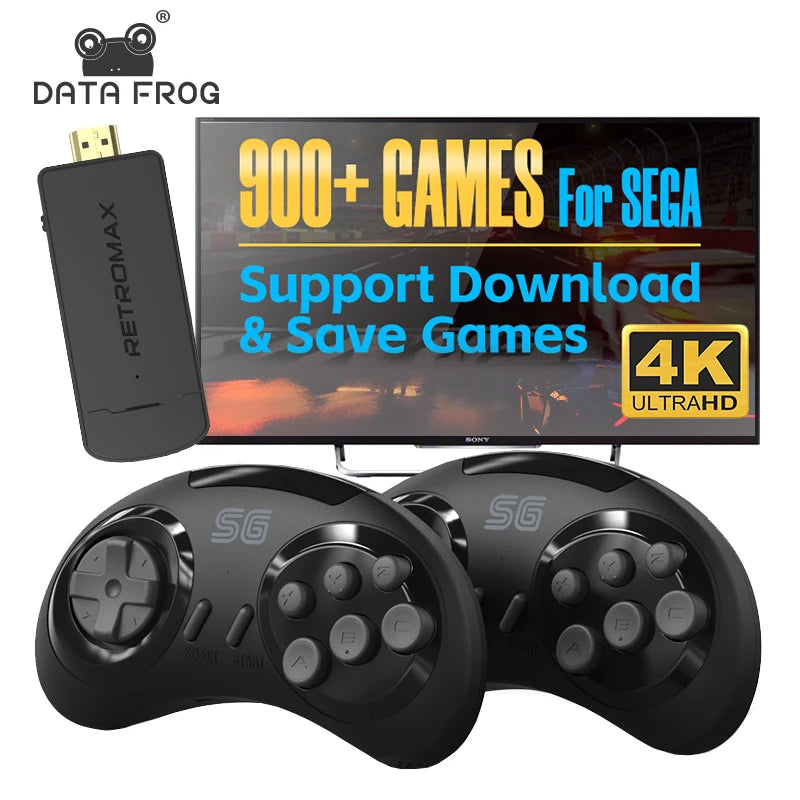 DATA FROG 4k 16-bit Wireless Retro Video Game Console Build In 900 Games HDMI-Compatible Retro Game Console For SEGA/FC/GBA