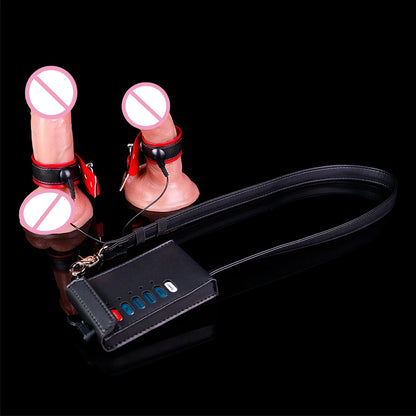 FRKO Electric Pulse Genital Testicle Restraint Straps PU Leather Handcuffs Body Restraint Slave Gay Bdsm Sex Toys For Men 18+