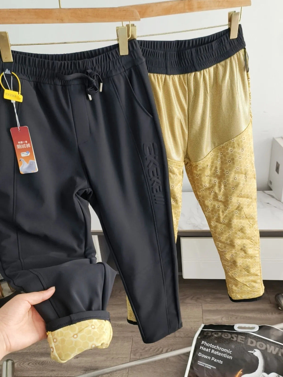Heated Graphene Warmth Couples Style 90 White Goose down Casual down Pants Anti-Cold Waterproof Straight Leg Fashion Urban Wear