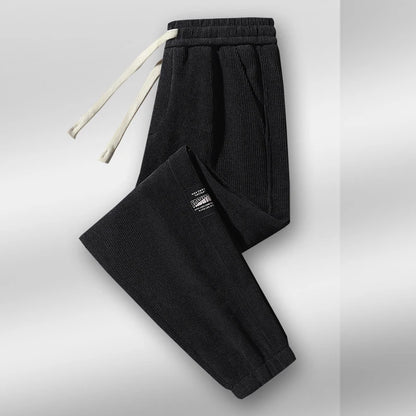 Men's Fleece Lined Thickened Loose Fit Casual Pants Autumn Winter Large Size Long Trousers Elastic Waist Workout Sweatpants