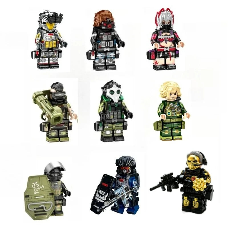 Military Building Block figures, Dragon Operation Red Wolf Special Agent Soldier Model, DIY Assembly Bricks Toy for Collection