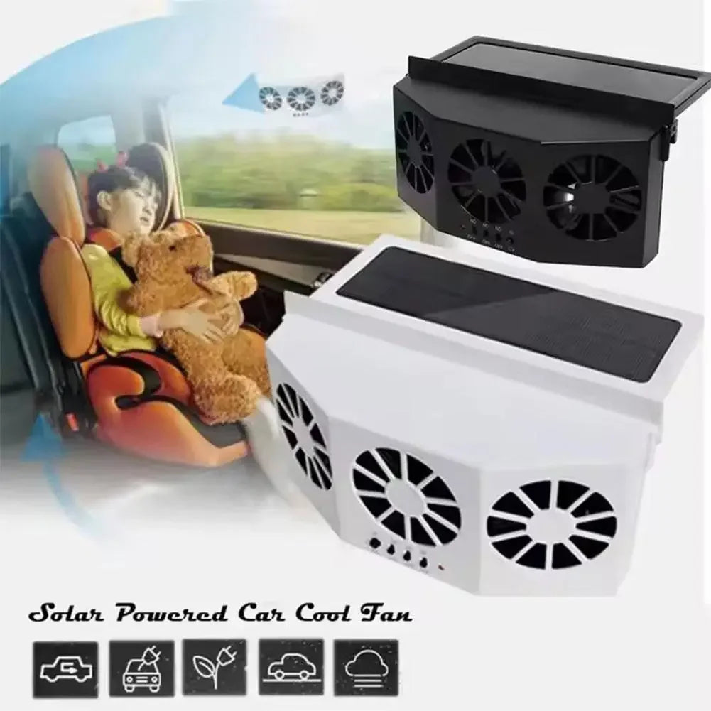 Car Exhaust Fan USB Rechargeable/solar Air Circulation Cooling Heat Dissipation High Wind Power 2/3 Head Ventilation Fan Amagi