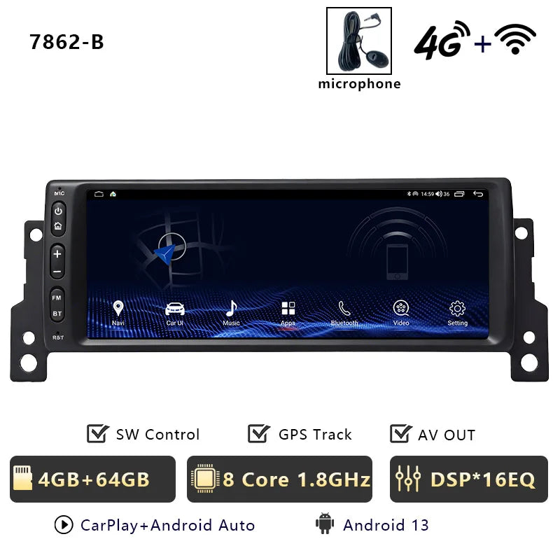 CHSTEK Android 14 Car Radio Stereo For BMW Mini Cooper S R50 R52 R53 2004-2007 Carplay Multimedia Player GPS WIFI 4G Autoradio