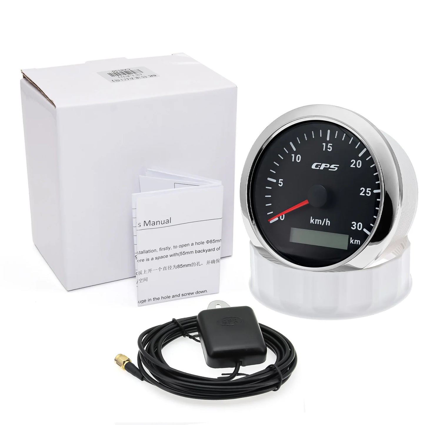 7 Color LED  30/60/80/120/200KMH 85MM GPS Speedometer Gauge with GPS Antenna For Motorcycle Boat Car Truck Speed Gauge 9-32V