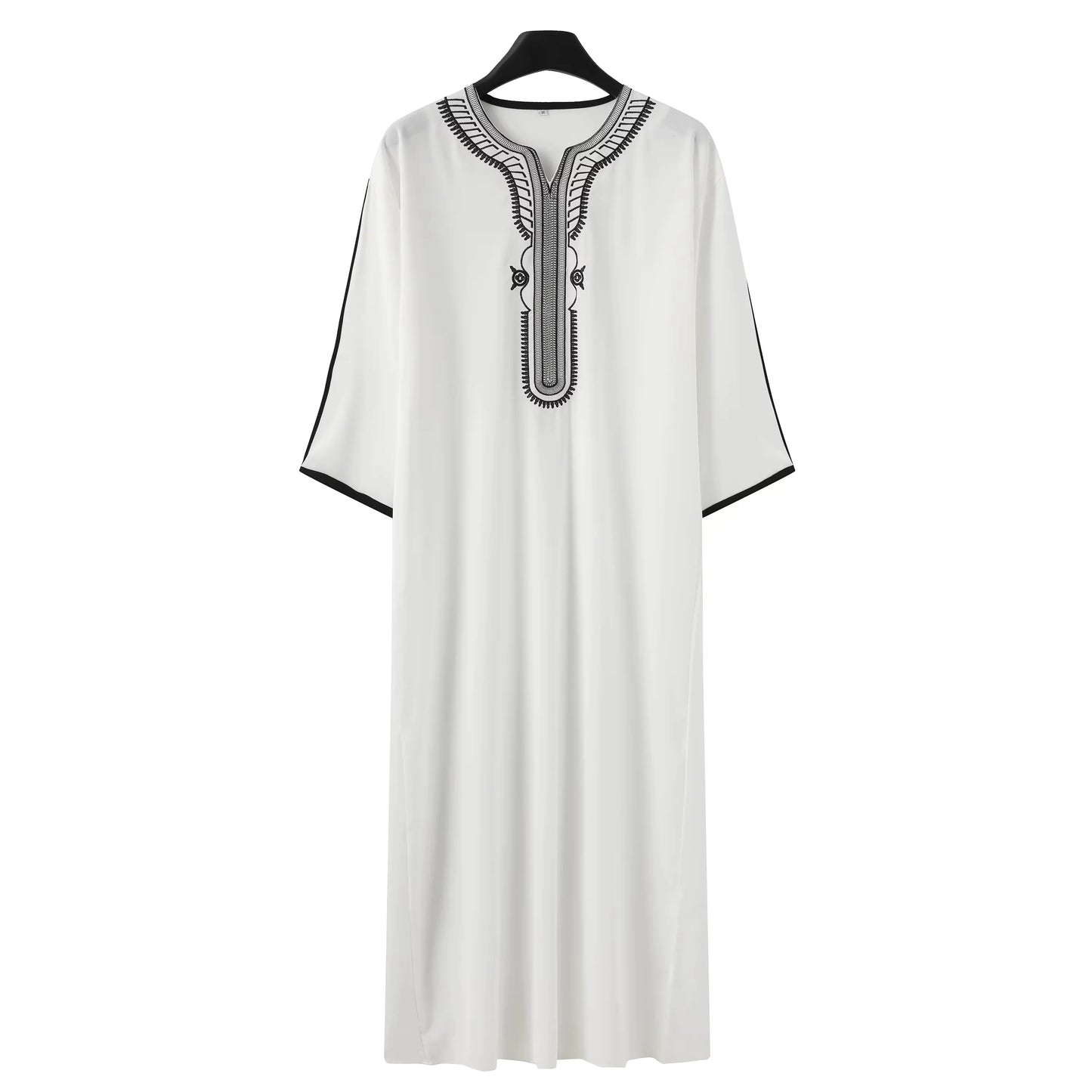 Traditional Middle Eastern Style Muslim Men's Long Robe Retro Embroidered Casual Daily Eid Al Fitr Robe