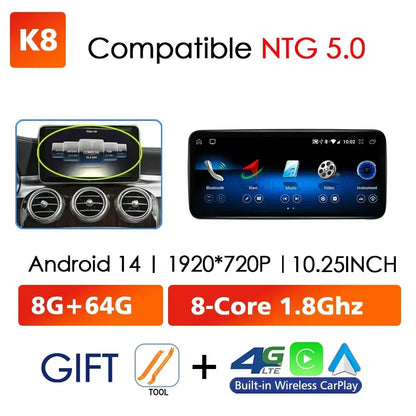 Android Auto Wireless CarPlay For Mercedes Benz C Class W205 GLC X253 V W446 Car Multimedia Navigation GPS DSP Qualcomm 680