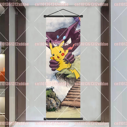 Pokémon Anime Poster Art Scroll Painting Rayquaza Pikachu Entei Squirtle Bulbasaur Gengar Snorlax Friends Children Holiday Gift