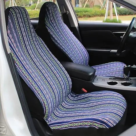 AUTOKING Striped Car Seat Covers Full Set with Seat Belt Pads Steering Wheel Cover Universal Washable Seat Covers for Cars