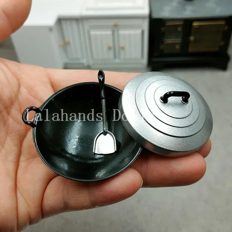 Dollhouse Miniature Kids Furniture Items Mini Alloy Hearth/Gas burner/Pan/Pot Set Kitchen Toys Kitchen Furniture Accessories