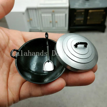 Dollhouse Miniature Kids Furniture Items Mini Alloy Hearth/Gas burner/Pan/Pot Set Kitchen Toys Kitchen Furniture Accessories
