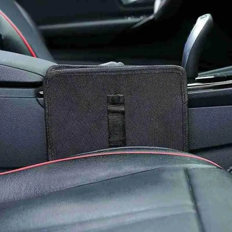 1pc Durable Oxford Cloth Car Trash Can - Multi-functional Folding Hanging Storage Bag, Zipper Compartment, Practical Design