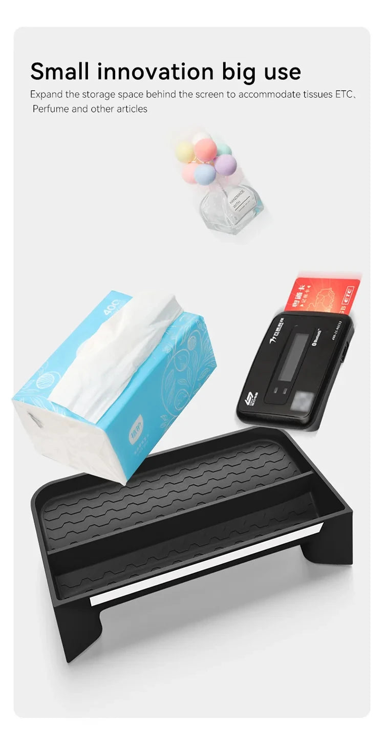 For BYD Shark 6 2024 2025 Car Behind Instrument Screen Silicone Storage Box Phone Holder Anti-slip Organizer Box Car Accessories