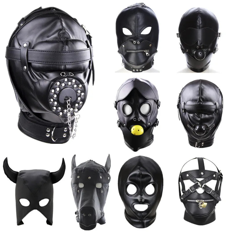 Head Mask BDSM Hood Restraint Strap Erotic Sex Toys For Woman Couples Bondage Set Mouth Gag Ball Slave Adult Game Sex Products