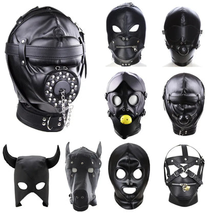 Head Mask BDSM Hood Restraint Strap Erotic Sex Toys For Woman Couples Bondage Set Mouth Gag Ball Slave Adult Game Sex Products