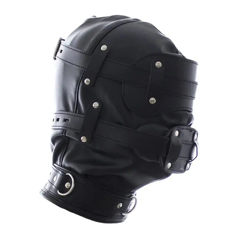 PU Leather Hood Headgear with Dildo Mouth Gag Ball Bdsm Toys Bondage Gear Hood Toys Adult Games Sex Products Sex Toys for Women