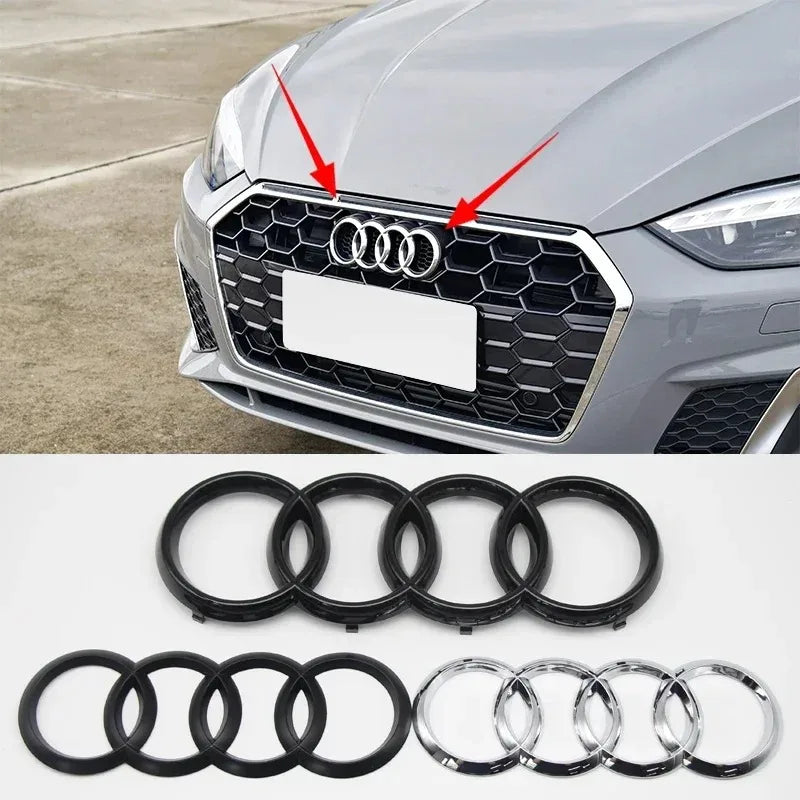 4 Rings ABS Car Front Hood Emblem Bonnet Rear Logo For Audi A3 A4 B8 8P A6 C7 A5 Q5 B7 B6 B9 SLINE QUTTRO RS Q3 Q7 S3 S4 S5 S6