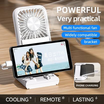 Portable Fan Semiconductor Cooling with Power Bank LED Display Type-C Rechargeable Foldable Pocket Fan