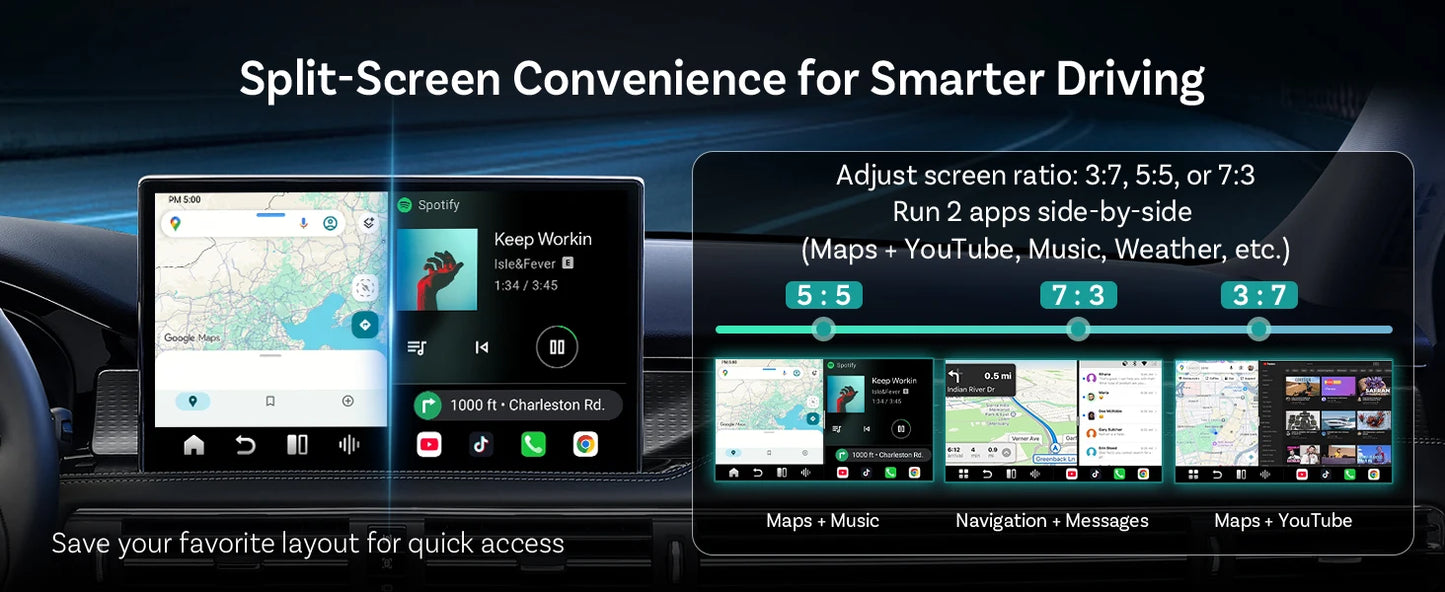 OTTOCAST P3 Pro Android Car Box Smart Car System for Car with AI Voice Assistant Cloud SIM 4G Dual Screen Fast Wireless Connecti