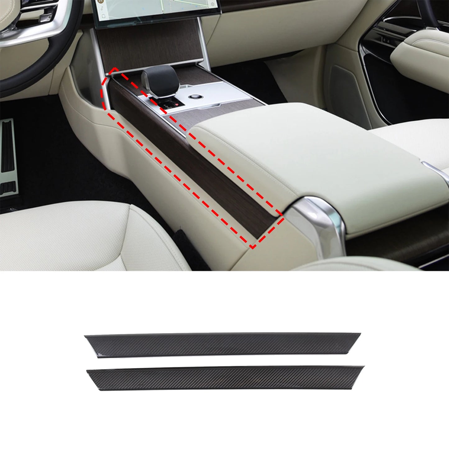cheya Real Carbon Fiber Car Center Control Panel, Car Inner Door Panel for Land Rover Range Rover Vogue L460 2024+ Accessories