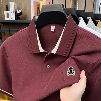 100% Pure Cotton Men's Comfort Breathable Sleek Polo Shirt Business Work Golf Versatile Short Sleeve Premium Offset Printing Tee