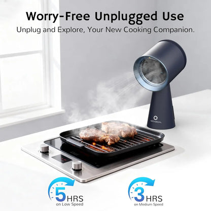 Portable Range Hood with Rechargeable Battery Powered, 3-Speed Suction, Desktop Exhaust Fan for Kitchen, with Extra Grease