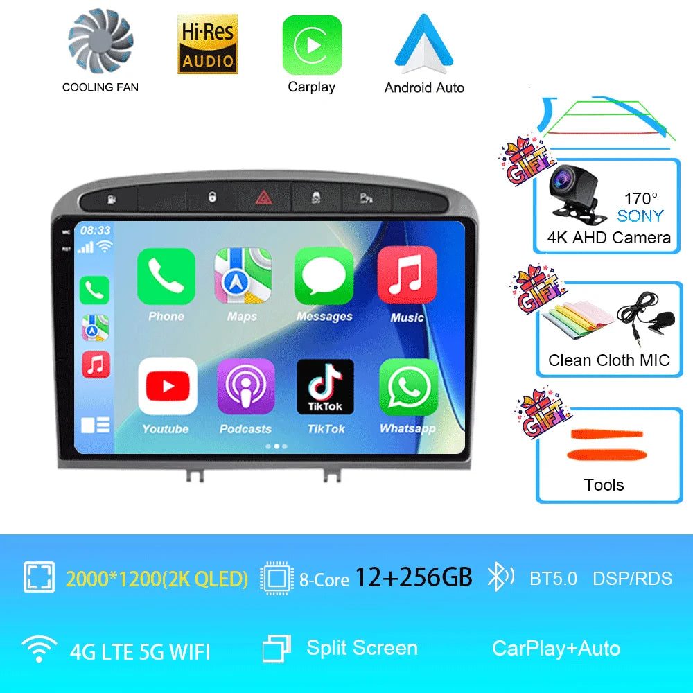 Android 16 Car Radio for Peugeot RCZ 308 SW 2007-2015 408 2012-2020 2DIN Multimedia Navigation GPS Carplay Auto Head Unit WIFI