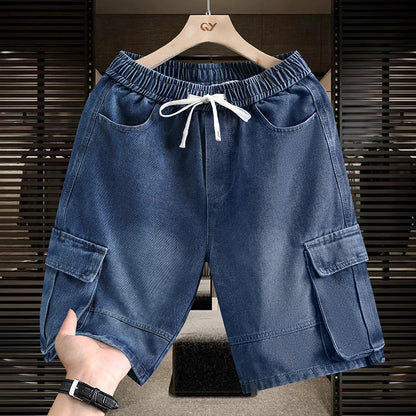 Men's Cargo Shorts New Summer Fashion Thin Cotton Blend Casual Denim 5-Point Pants Street Trendy Daily Comfortable Jean Shorts