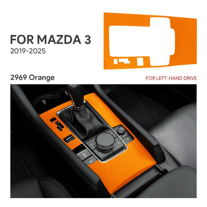 For Mazda 3 Axela 2019 2020 2021 2022 2023 2024 2025 Central Console Gear Shift Panel Top Suede Sticker Car Interior Trim