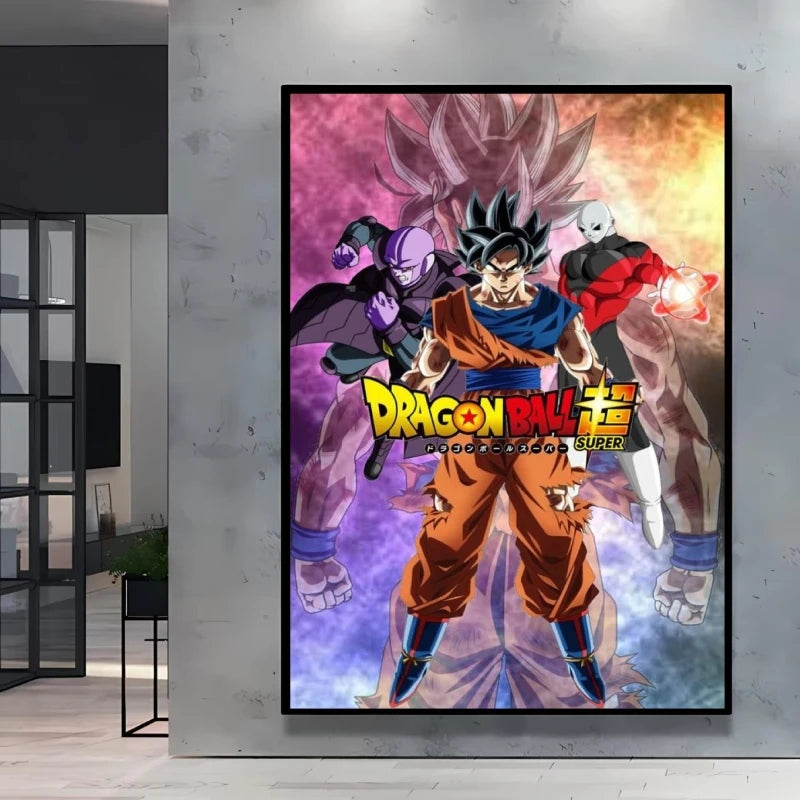 Dragon Ball Poster Super Saiyan Wall Art Goku Themed Painting Vivid Battle Design Durable Canvas Perfect for Anime Room Decor