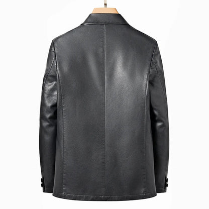2025 Men's Slim Fit Leather Jacket High-Quality Fashion Trend All-Matching Autumn Winter Blazer for Stylish Men